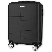 WORLD EXPLORER Cabin Suitcase 55x40x20 cm,34L ABS Hard Shell Hand Luggage with 4 Spinner Wheels,3 Level Telescopic Handle, Combination Lock, Black