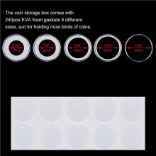 480 Peças de Cápsulas de Moedas de 30 mm, Porta-Moedas para Colecionadores, com Junta de Espuma, 5 Tamanhos (17/20/25/27/30 mm), Estojo para Moedas