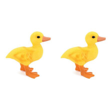 2X Farm Ducks Realistic Animal Figurines Duckling Little Duck Animal Figures for Children's Party Favors Toys Yellow