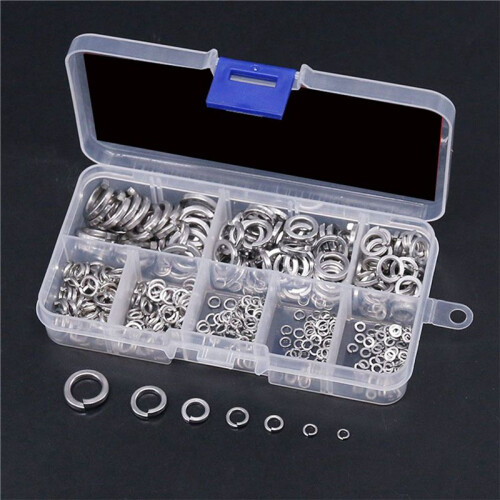 Spring Lock Washer,304 Stainless Steel Spring Lock Washer Assortment Set (820-Pcs,8-Size)