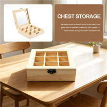 Tea Storage Box with 9 Compartments, Transparent Glass Top, Multifunctional Storage Box That Can Store Various Tea Bags