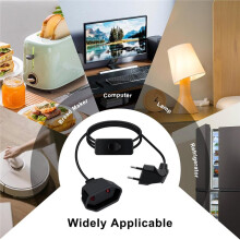 Rallonge de 1 M avec Prise Européenne et Interrupteur, 2,5 A 250 V, Câble Plat Coudé à 90 pour TV, PC, Moniteur (Prise UE)