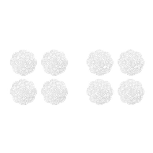 8PÇS Guardanapos de 8,6 Polegadas Crochê Redondo Guardanapo Feito À Mão Jogo Americano de Algodão Porta-Copos de Crochê (Branco)