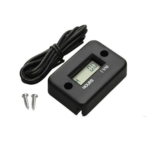 6X Waterproof LCD Display Digital Hour Meter Inductive Timer for Bike Motorcycle ATV Snowmobile Engine, Black