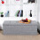 Folding Storage Ottoman - Linen Fabric - Light Grey - Large Size with Storage Compartment 3