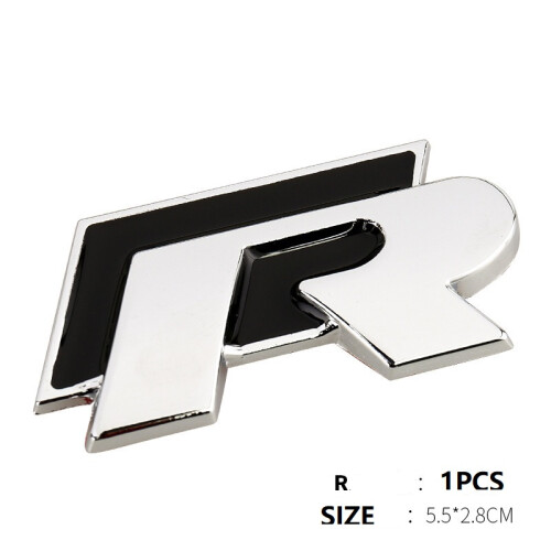 Fit VW R Car Badge Sticker,Black Silver 1