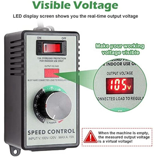 2X US Plug,AC Motor Speed Controller,15A Max, AC Electric Fan Variable Speed Controller Electronic Voltage Regulator 2