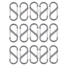 15 Pcs S Shape Key Chain Carabiner Fuse Clips (Silver)