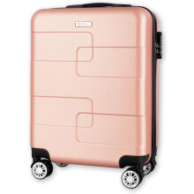 WORLD EXPLORER Cabin Suitcase, ABS Hard Shell with 360° Spinner Wheels & Combination Lock, 34L - Ryanair Priority Size Bag (Rose Gold, 55x40x20 CM)