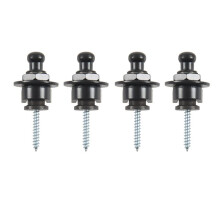 4X Strap Lock Straplocks Round for Electric Guitar Bass Black