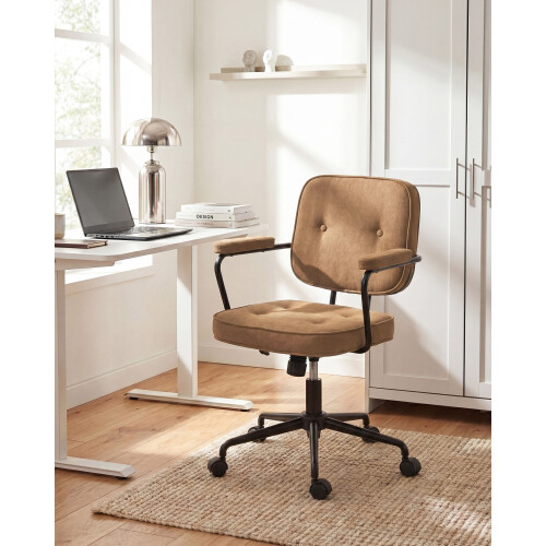 Beliani Desk Chair Swivel PAWNEE Fabric Light Brown 1