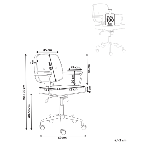 Beliani Desk Chair Swivel PAWNEE Fabric Light Brown 2