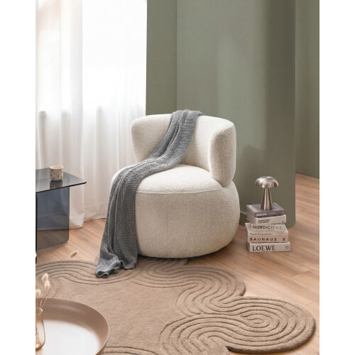 Beliani Armchair VOLDA Chenille Light Beige 1