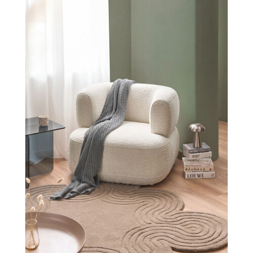 Beliani Armchair LOHJA Chenille Light Beige 1