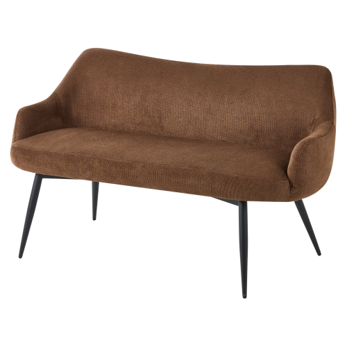 Beliani Dining Bench 2 Seater ARENDAL Fabric Dark Brown 2