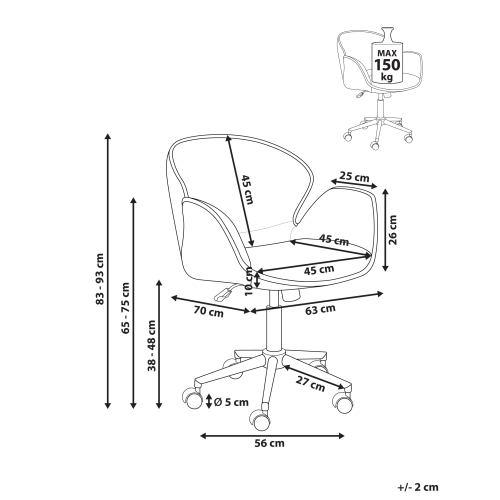 Beliani Desk Chair BELMAR Fabric Off-White 2
