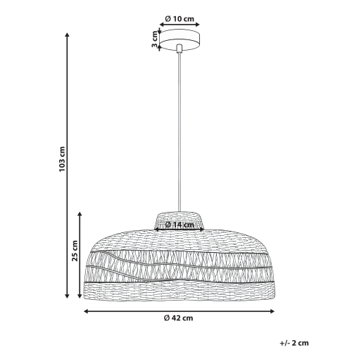 Beliani Pendant Lamp CUVO Wicker Natural 2