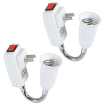 2X Adaptador de enchufe E27 con interruptor de encendido / apagado a enchufe de EE. UU.,