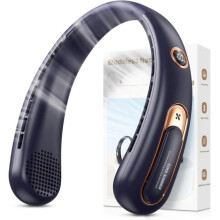 Bærbar nakkeventilator, USB genopladelig ventilator 4000mAh maks. 15 timer, 3 hastigheder og LED-display, lille kraftfuld 360 ve
