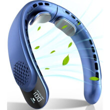 RisingFF genopladelig halsventilator med LED-display, 3 vindhastigheder, 4000 mAh batteri, USB Type-C kompatibel