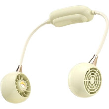 Halsvifte – USB-genopladelig, tre ventilatorhastigheder – til udendørssport – lys beige