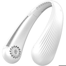 Bærbar nakkeventilator uden blade – 2200mAh, 3 hastigheder, stille – USB genopladelig til kontor, hjem og rejser – hvid
