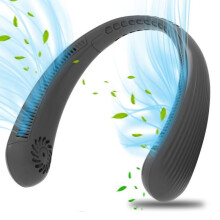 Hordozható nyakventilátor, USB ventilátor 2200mAh lapát nélküli csendes személyi nyakhűtő ventilátor (fekete)