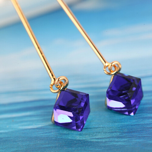 Rhinestone long dangle earrings for women red 2