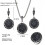Conjunto de joias pretas com colar com pingente de drusa e strass. 6