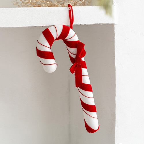 Christmas cane ornaments red white multidimensional 6 pcs 2