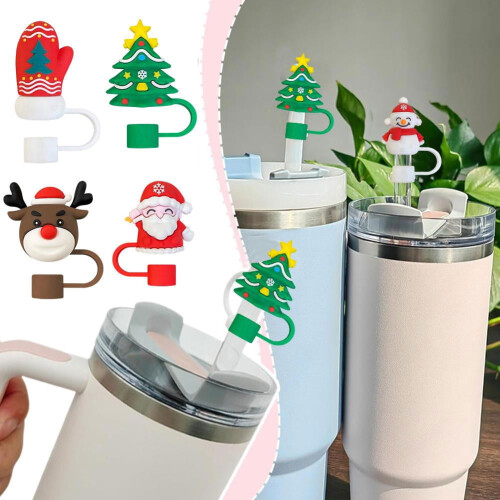 Christmas Santa straw topper 3D dustproof 10mm 1