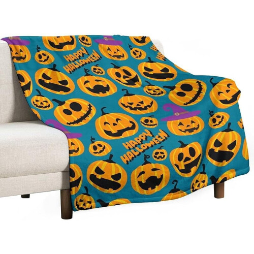 Halloween flannel throw blanket ghost skeleton pumpkin 1