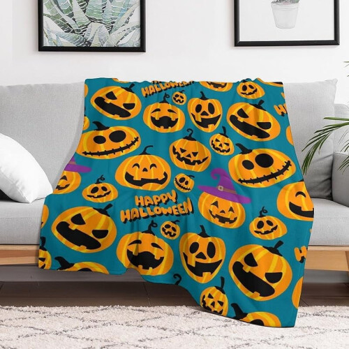 Halloween flannel throw blanket ghost skeleton pumpkin 2