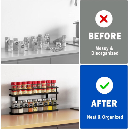 Spice Rack Organizer Black 4-Tier Wall Mount 2