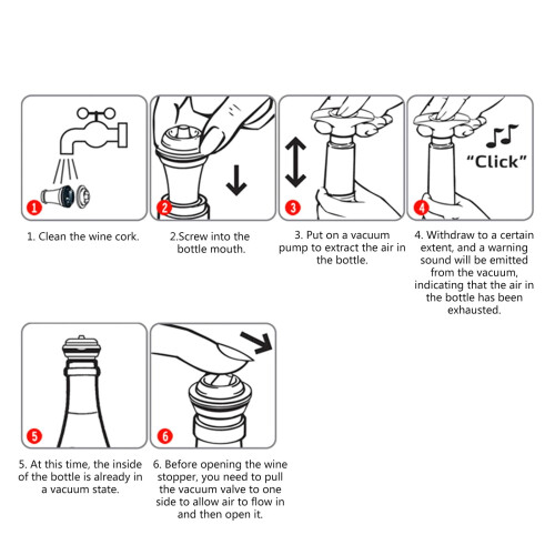 Pompe à vin sous vide avec bouchon en silicone (5 pièces) 1