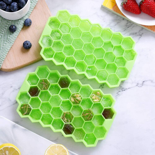 Silicone Ice Cube Tray with Lid 74-Cube Stackable 1