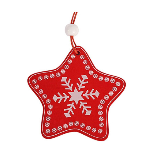 Wood Christmas Red Decorative Pendant 1 piece 2