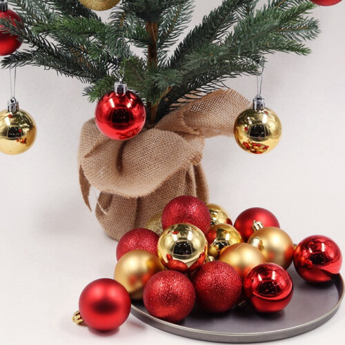 Christmas Ball Ornaments Red Plastic 24PCS 2