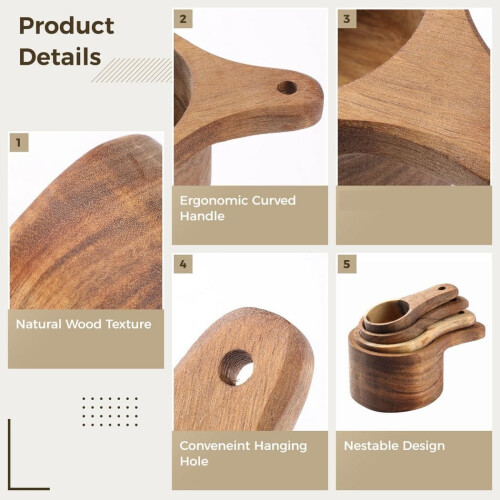 Wood Measuring Cup Set Natural Nesting 4-Piece 1