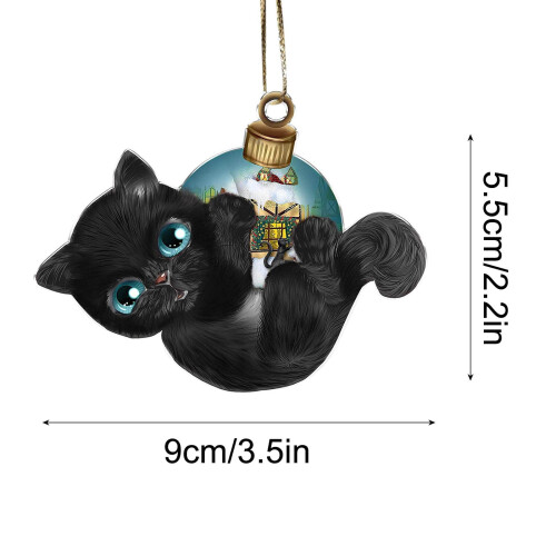Black Cat Christmas Ornament Ball Decor 1 Pack 2