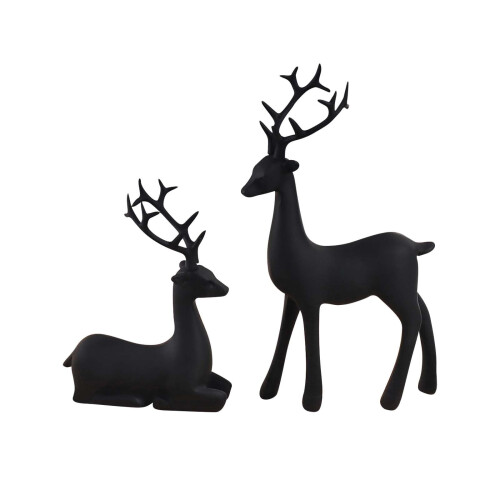 Christmas Reindeer Figurines Resin Black 2PCS 1