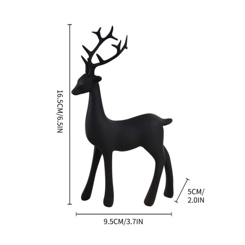 Christmas Reindeer Figurines Resin Black 2PCS 2