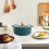 Ceramic Microwaveable Pots with Glass Lid and Wooden Handle 3