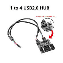 9Pin USB Splitter Motherboard USB2.0 HUB Female to Male 1 Port to 4  Extend Cable Adapter for PC 9-Pin Accessories