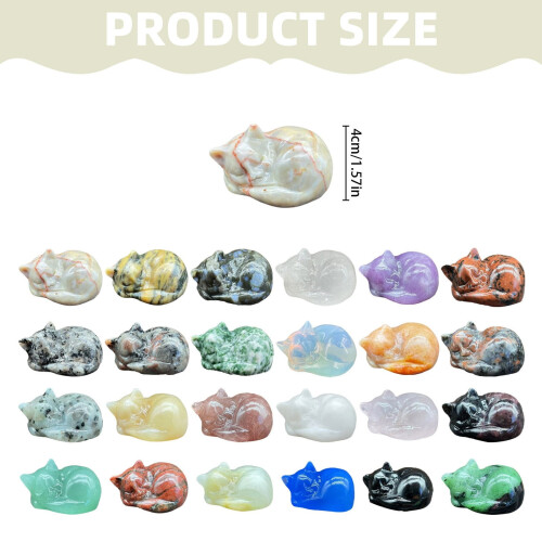 Shishian quartz crystal sleeping cat statue 2 inch 2