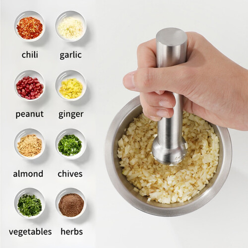 Mortier et pilon en acier inoxydable 304 de qualité alimentaire 2