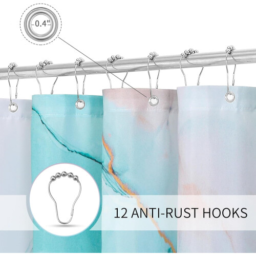 Shower Curtain Abstract Grey Teal Marble 36x72 2