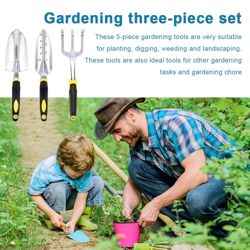 Ensemble d'outils de jardin avec poignée ergonomique (3 pièces) 1
