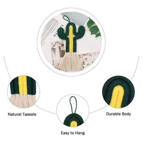 Cactus Wall Hanging Ornament - Woven Nursery Decor, Light 2