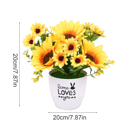 Centrotavola floreale in plastica con vaso di girasoli. 2